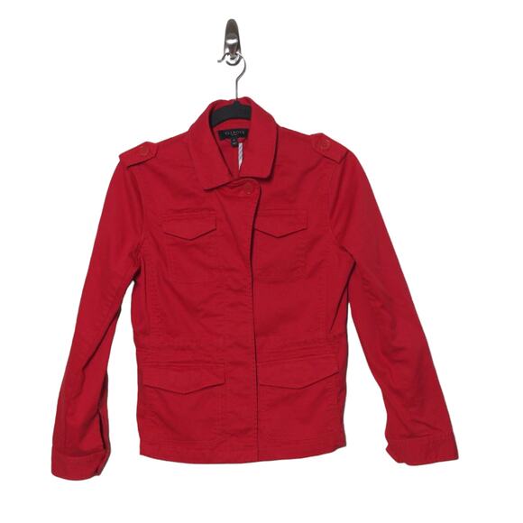 Talbots Jackets & Blazers - Talbots Petites Red Jean Jacket Blazer Trucker Utility – Size P